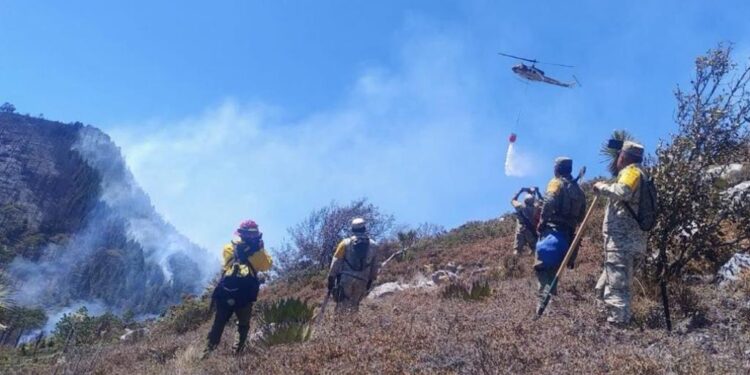 Controlado incendio forestal “Puerto del Volcán” en Miquihuana