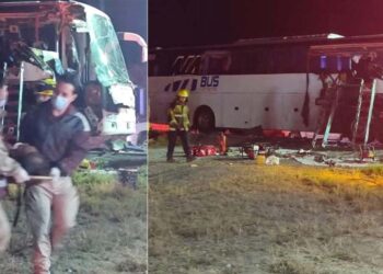 Choque de autobús deja 2 muertos y 8 heridos en la Zaragoza–Monterrey