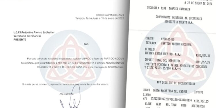 Documentos revelan solicitud de aportación partidista desde alcaldía de Tampico en 2021