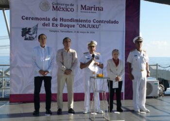 Fortalecen en Tamaulipas creación de arrecifes artificiales con hundimiento del ex buque Onjuku