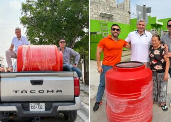 Juan Carlos Zertuche entrega tinacos en colonias de Reynosa; ciudadanos agradecen el apoyo
