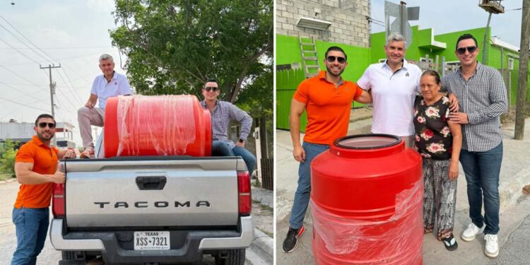 Juan Carlos Zertuche entrega tinacos en colonias de Reynosa; ciudadanos agradecen el apoyo