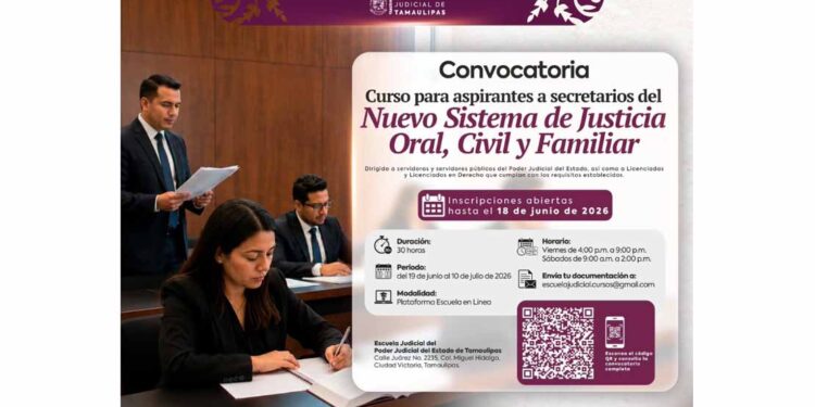 Abre Poder Judicial proceso de preparación para ocupar 30 plazas en Tamaulipas