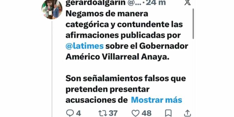 Son falsas acusaciones contra AVA, responde vocero de Tamaulipas