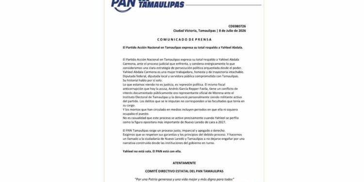 Con miras al 27, PAN defiende a “Yahleel Abdala Carmona” y acusa supuesta persecución