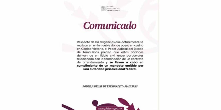 Aclara PJ que desalojo de Casino se realiza por mandato de autoridad federal