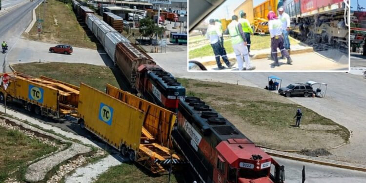 Tráiler intenta ganarle al tren en puerto de Altamira