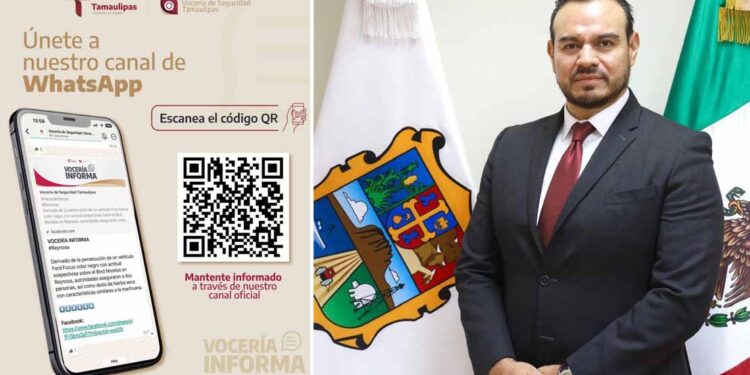 Invita Vocería de Seguridad Tamaulipas a la ciudadanía a unirse a su canal oficial de WhatsApp