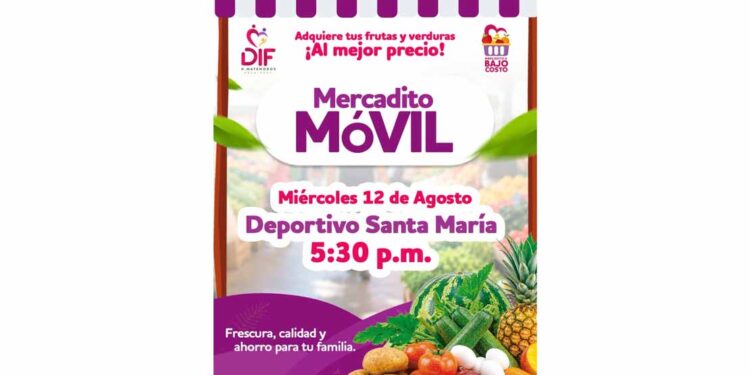 Continúa DIF Matamoros con la ruta del Mercadito Móvil en el Deportivo Santa María