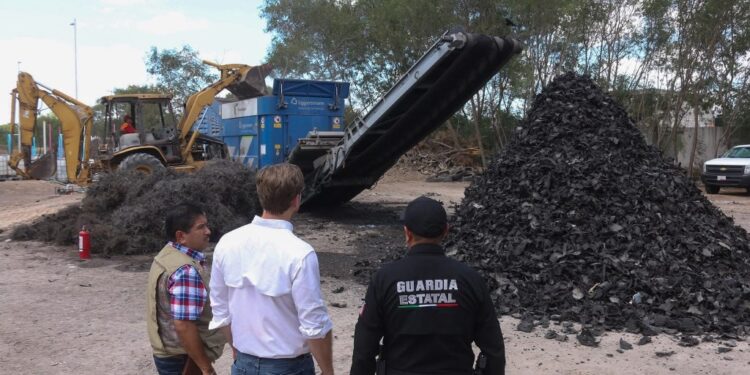 Reduce SEDUMA los riesgos sanitarios y ambientales con trituración de llantas en Reynosa